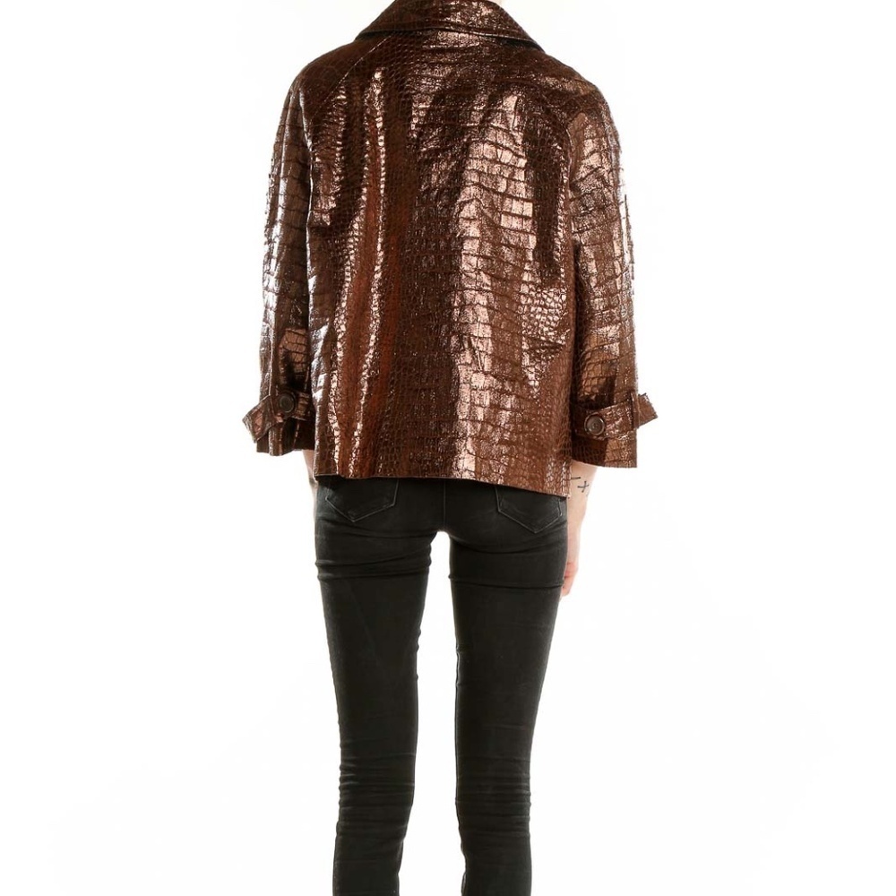 Birch Hill Bronze Metallic Crocodile-Textured Jacket - Picture 3 of 4